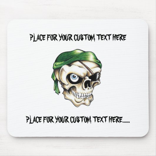 クールな漫画の入れ墨の記号の海賊スカルのバンダナ マウスパッド (正面)