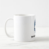 クールな漫画の入れ墨の記号の青い金属のゴシック様式スカル コーヒーマグカップ (左)