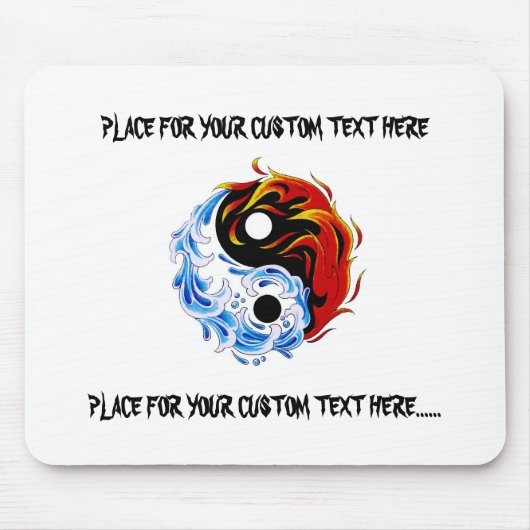 クールな漫画の入れ墨の記号水火の陰陽 マウスパッド (正面)