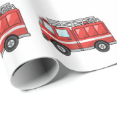 クールな漫画の普通消防車かエンジン ラッピングペーパー (ロールコーナー)