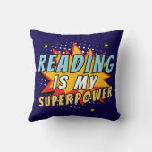 クールな漫画スタイルの読書は私のスーパーパワー クッション (裏面)