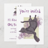 クールな漫画猫の誕生日の招待 招待状 (正面/裏面)