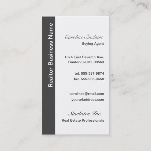 クールな灰色の不動産仲介業者の名刺 名刺 (正面)
