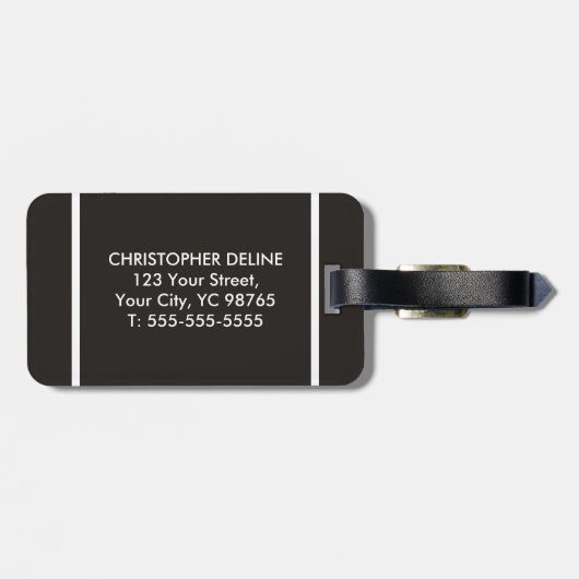 クールな灰色白のストライプのなモノグラム ラゲッジタグ (裏面横)