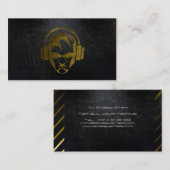 クールな無光沢の黒および金ゴールドDJの名刺 名刺 (正面/裏面)