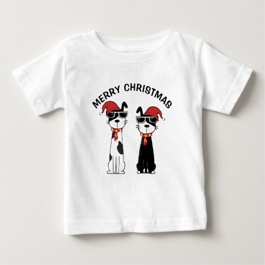 クールな犬のクリスマス ベビーTシャツ (正面)