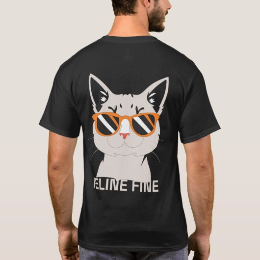 クールな猫のグラフィック Tシャツ (裏面)