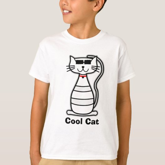 クールな猫のサングラスを持つかわいい漫画猫 Tシャツ (正面)