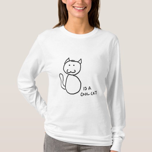 クールな猫のフード付きスウェットシャツ Tシャツ (正面)