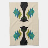 クールな猫の世紀半ばのモダンなレトロの台所タオル キッチンタオル (縦)