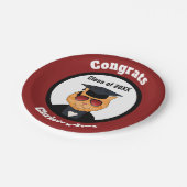 クールな猫の漫画の卒業パーティーのモノグラムの名前 ペーパープレート (アングル)