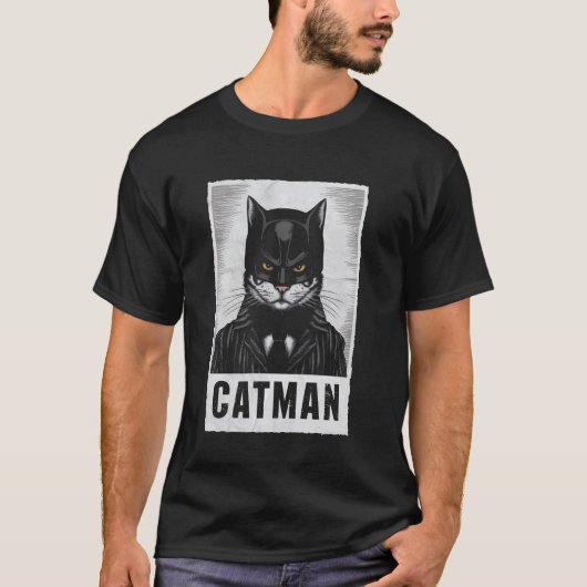 クールな猫の男性のコスチューム ネコ Tシャツ (正面)