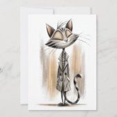 クールな猫の誕生日パーティーのお知らせ 招待状 (正面)