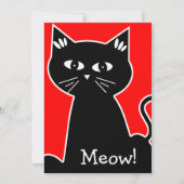 クールな猫の誕生日パーティー - 黒の漫画の猫 招待状 (正面)