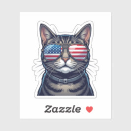 クールな猫のUSAフラグサングラス 7月4日 シール