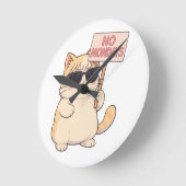 クールな猫は月曜日が嫌いなのさ 美意識あるあるネタ ラウンド壁時計 (傾斜)