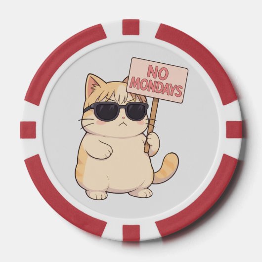 クールな猫は月曜日が嫌いな件 美意識高めなネタTシャツ ポーカーチップ (正面)