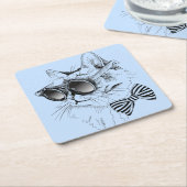 クールな猫 スクエアペーパーコースター (アングル)