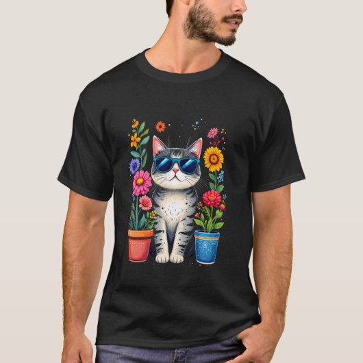 クールな猫 Tシャツ (正面)