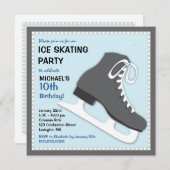 クールな男のアイススケートの誕生日のパーティの招待状 招待状 (正面/裏面)