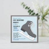 クールな男のアイススケートの誕生日のパーティの招待状 招待状 (スタンド正面)