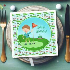 クールな男の子のゴルフ誕生日パーティー スタンダードカクテルナプキン