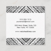 クールな白黒アステカな種族パターン スクエア名刺 (裏面)