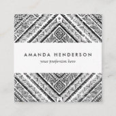 クールな白黒アステカな種族パターン スクエア名刺 (正面)
