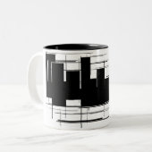 クールな白黒デザインのコーヒー・マグかコップ ツートーンマグカップ (正面左)
