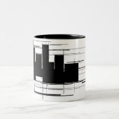 クールな白黒デザインのコーヒー・マグかコップ ツートーンマグカップ (中央)