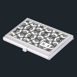 クールな白黒幾何学的なパターンモノグラム 名刺入れ<br><div class="desc">モダンなモノグラムが付いている白黒渦巻形ので幾何学的でパターン(の模様が)あるな名刺のホールダー。</div>