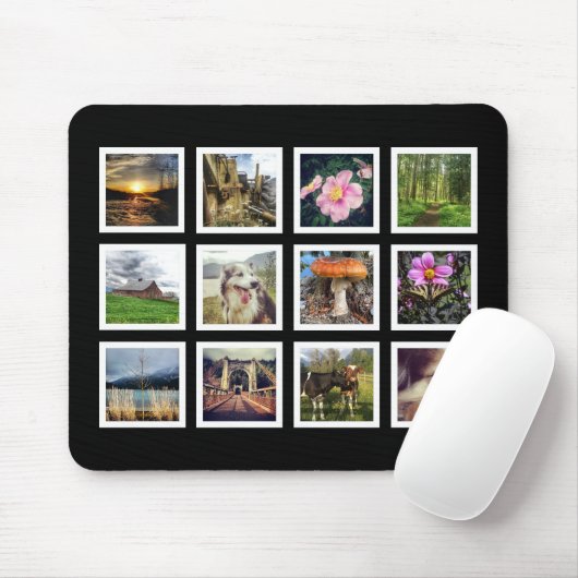 クールな白黒Instagramの写真のコラージュ マウスパッド (マウス)
