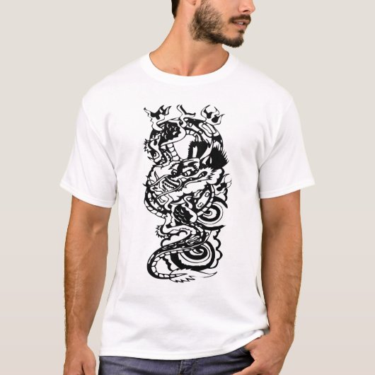 クールな種族のドラゴンの入れ墨はカスタムな芸術のティーを設計します Tシャツ (正面)