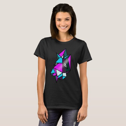 クールな等尺性ネオン幾何学形状の三角形 Tシャツ (正面フル)