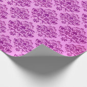 クールな紫色のスカルのダマスク織の壁紙パターン ラッピングペーパー (角)