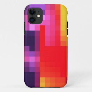 クールな紫色の赤いピンクのモザイク抽象芸術パターン iPhone 11 ケース