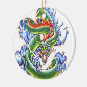 クールな緑のウォータードラゴン属の入れ墨のスタイルのオーナメント セラミックオーナメント (左)