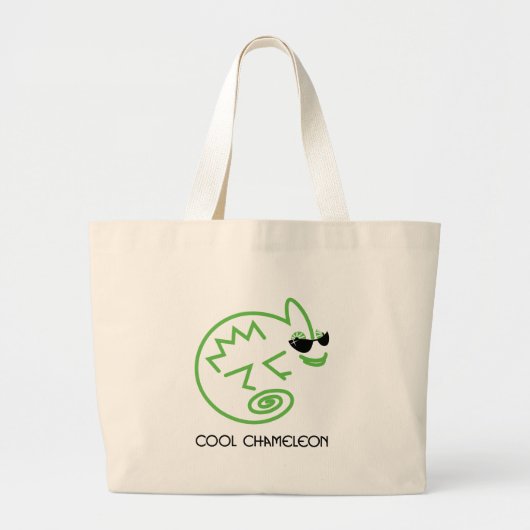 クールな緑のカメレオン ラージトートバッグ (正面)