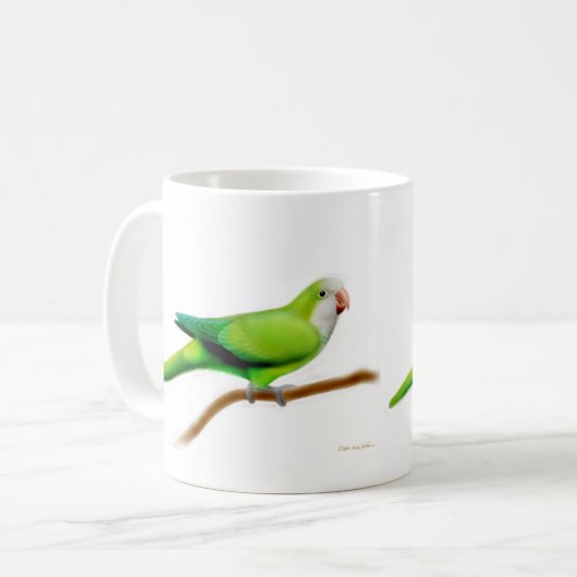 クールな緑のクエーカー教徒のオウムのマグ コーヒーマグカップ (正面左)