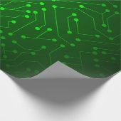 クールな緑のサーキットボードのデザイン ラッピングペーパー (角)