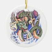 クールな緑の東洋のドラゴンの入れ墨 セラミックオーナメント (正面)