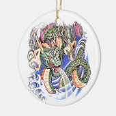 クールな緑の東洋のドラゴンの入れ墨 セラミックオーナメント (左)