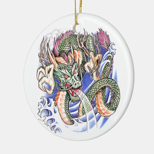 クールな緑の東洋のドラゴンの入れ墨 セラミックオーナメント (左)