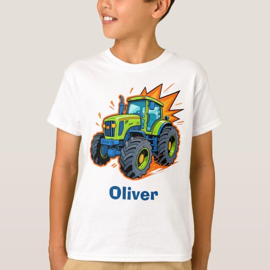 クールな緑の農場用トラクター Tシャツ (正面)