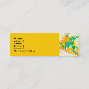 クールな緑カエル動物の水彩画 スキニー名刺