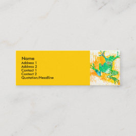 クールな緑カエル動物の水彩画 スキニー名刺