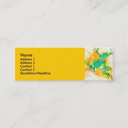 クールな緑カエル動物の水彩画 スキニー名刺 (正面)