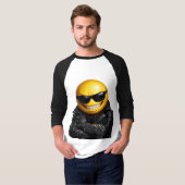 クールな自信に満ちた絵文字のレザージャケット Tシャツ (正面フル)