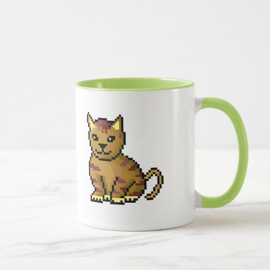 クールな茶色ピクセル虎猫猫 マグカップ (右)