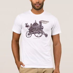 クールな蒸気機関の家のグラフィックアートのTシャツ Tシャツ